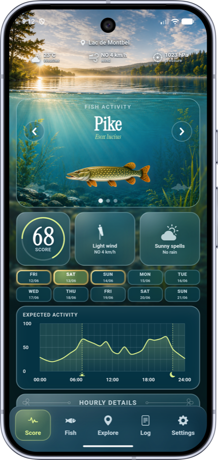 Fishing Moments Android home forecast screen